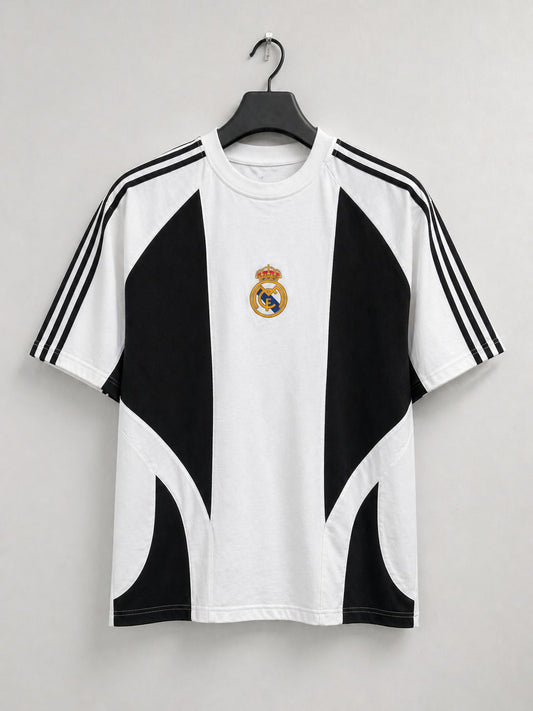 FORENZ – White & Black Football Tee | Premium Cotton | Drop Shoulder Streetwear