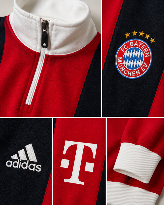 FORENZ – Bayern Red and Navy Blue Quarter Zip Sweatshirt | Premium Streetwear