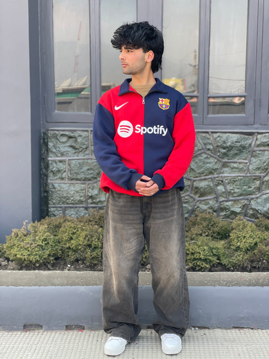 Forenz FCB Inspired Premium Football Sweatshirt - Red & Navy Blue Sweatshirt