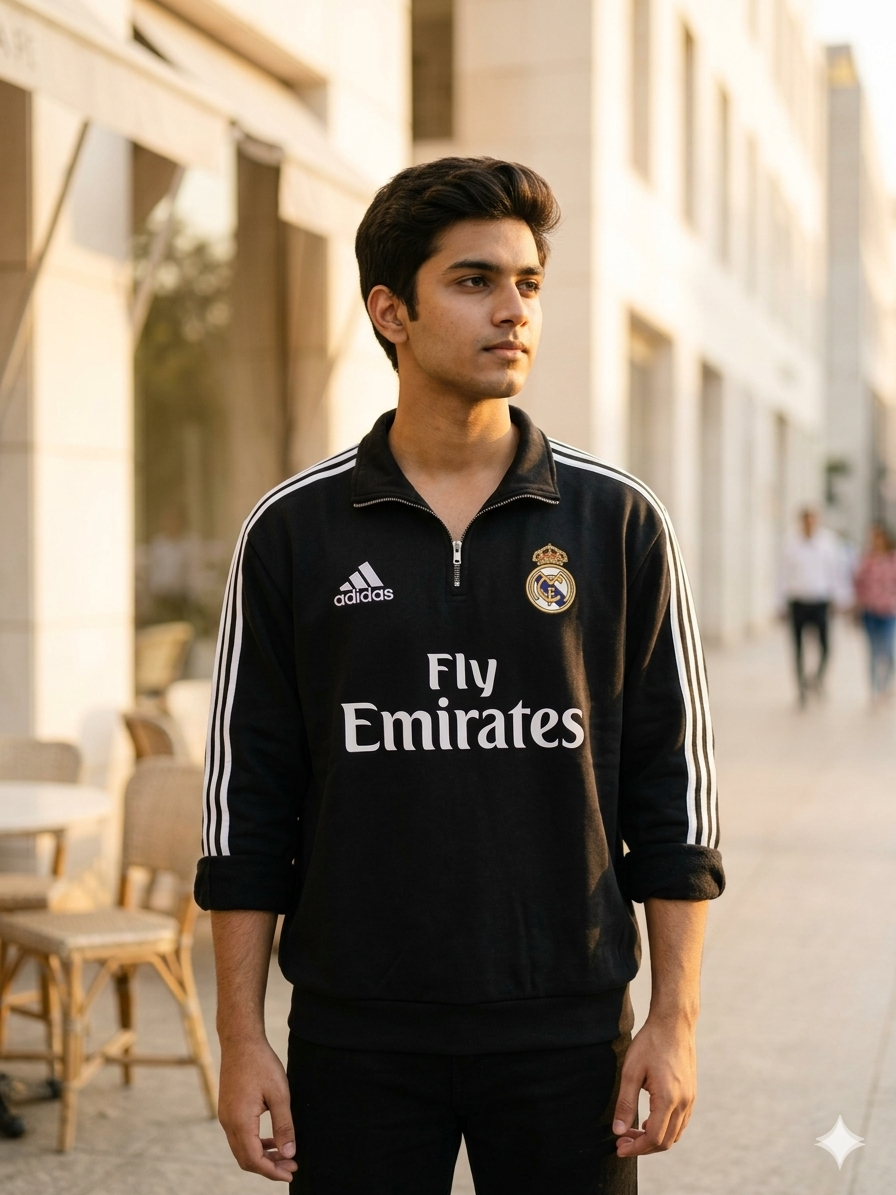 FORENZ – All Black Madrid Premium Sweatshirt | Cotton Fleece | Minimal, Bold & Elite Design