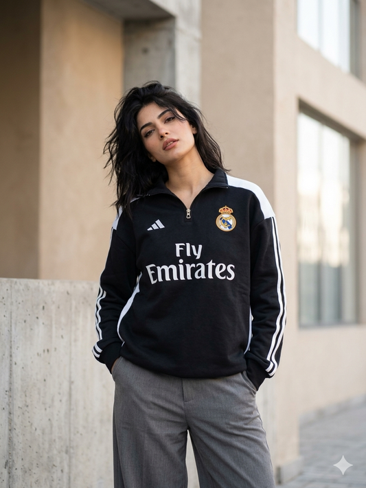 Forenz – Hala Madrid Black(W) Premium Sweatshirt | Cotton Fleece | Supreme Comfort & Style