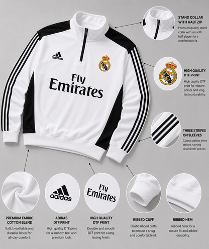 Forenz – Hala Madrid White(B) Premium Sweatshirt | Cotton Fleece | Supreme Comfort & Style