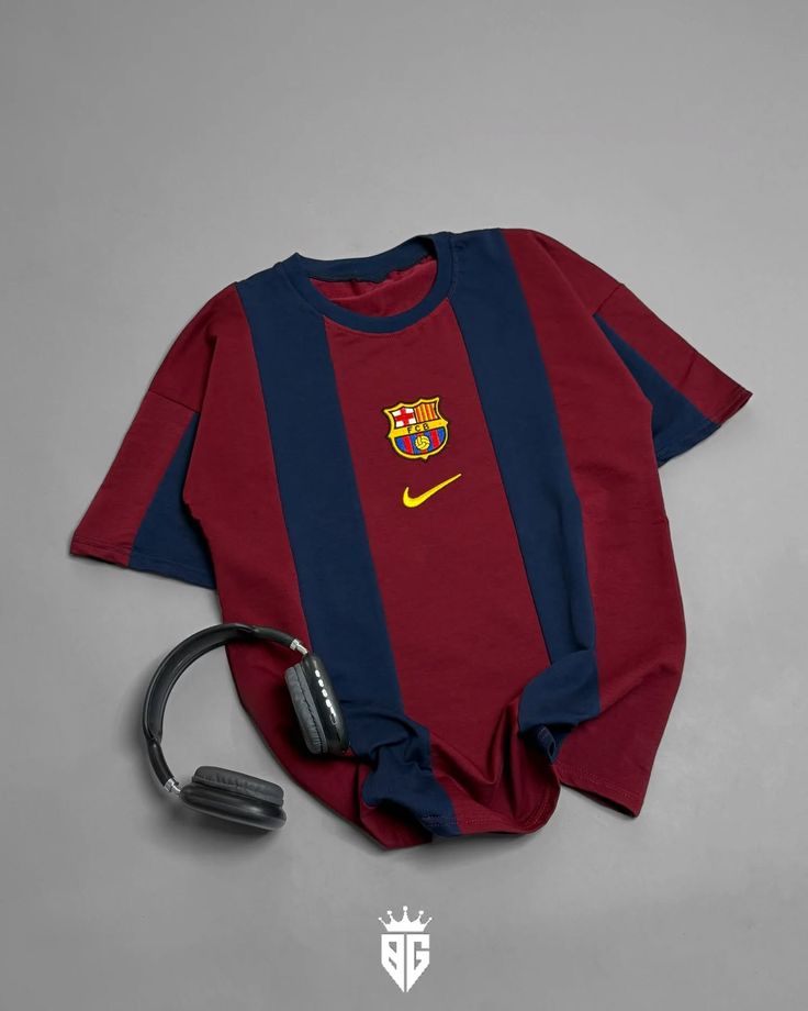 FORENZ – FCB  Red & Navy Blue Football Tee | Premium Cotton | Drop Shoulder Streetwear