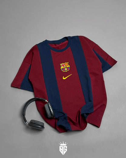 FORENZ – FCB  Red & Navy Blue Football Tee | Premium Cotton | Drop Shoulder Streetwear