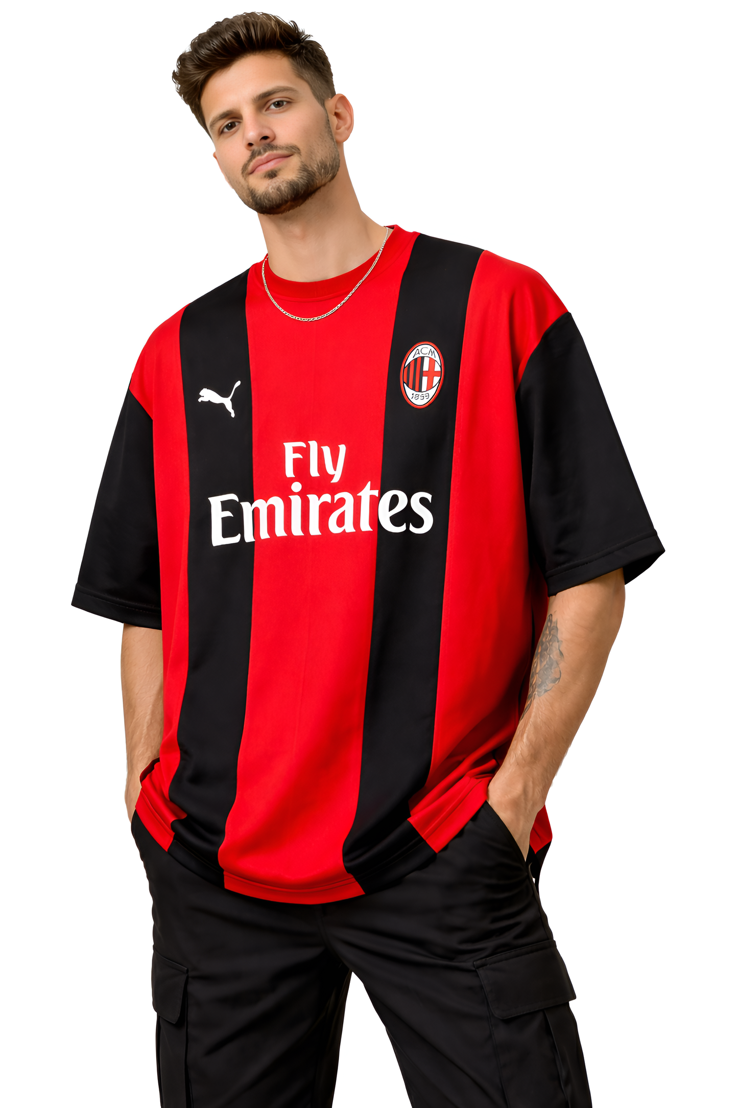 FORENZ – ACM Red & Black Football Tee | Premium Cotton | Drop Shoulder Streetwear