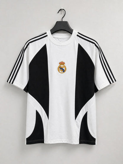 FORENZ – White & Black Football Tee | Premium Cotton | Drop Shoulder Streetwear
