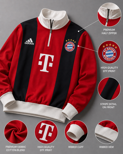 FORENZ – Bayern Red and Navy Blue Quarter Zip Sweatshirt | Premium Streetwear