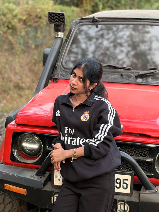 FORENZ – All Black Madrid Premium Sweatshirt | Cotton Fleece | Minimal, Bold & Elite Design
