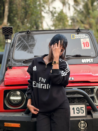 FORENZ – All Black Madrid Premium Sweatshirt | Cotton Fleece | Minimal, Bold & Elite Design