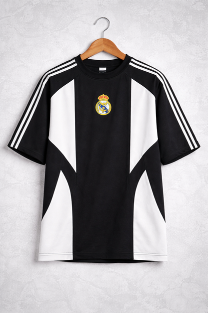 FORENZ – Black & White Football Tee | Premium Cotton | Drop Shoulder Streetwear