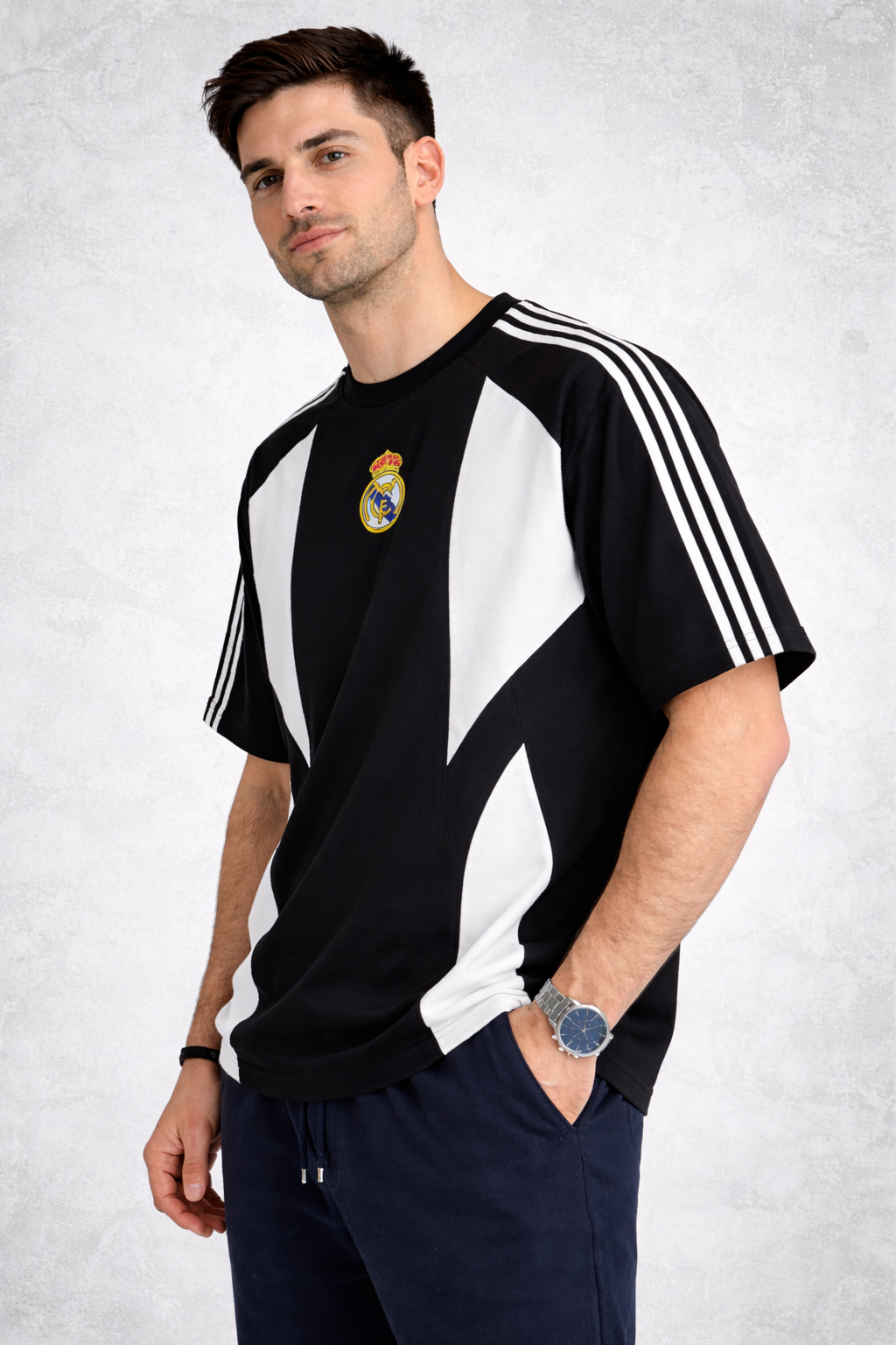 FORENZ – Black & White Football Tee | Premium Cotton | Drop Shoulder Streetwear
