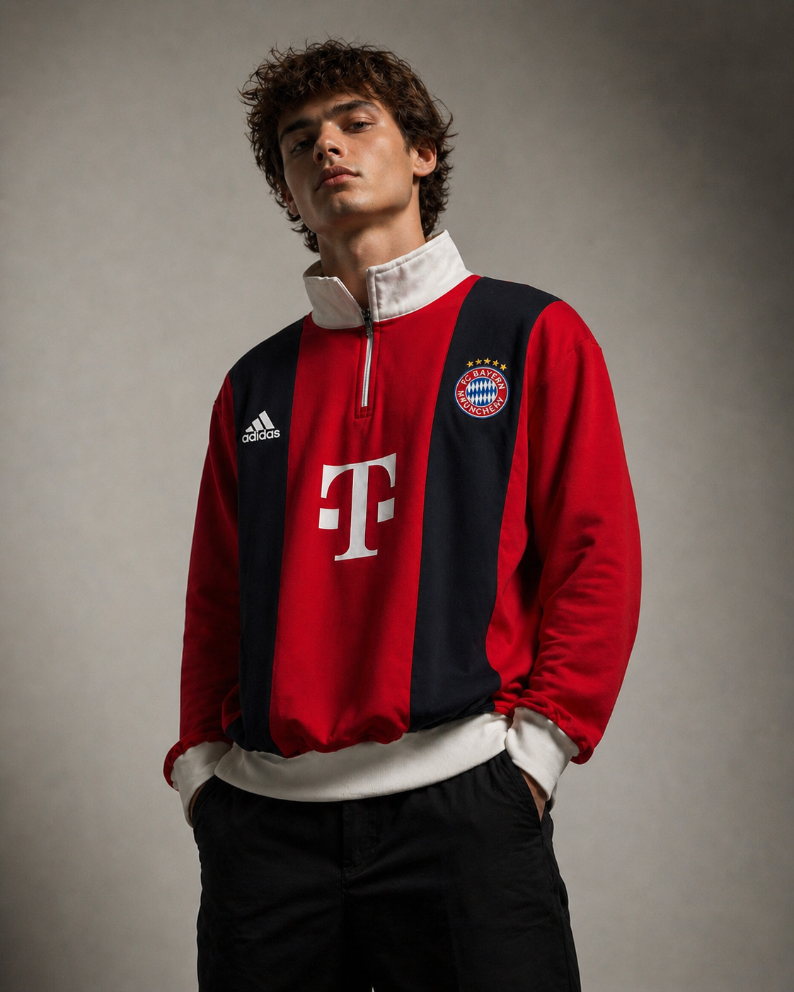 FORENZ – Bayern Red and Navy Blue Quarter Zip Sweatshirt | Premium Streetwear