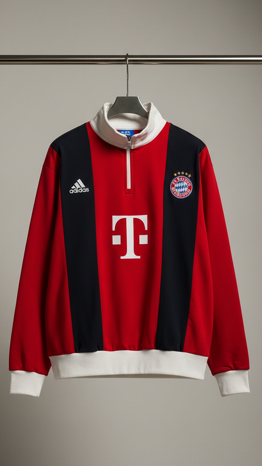 FORENZ – Bayern Red and Navy Blue Quarter Zip Sweatshirt | Premium Streetwear