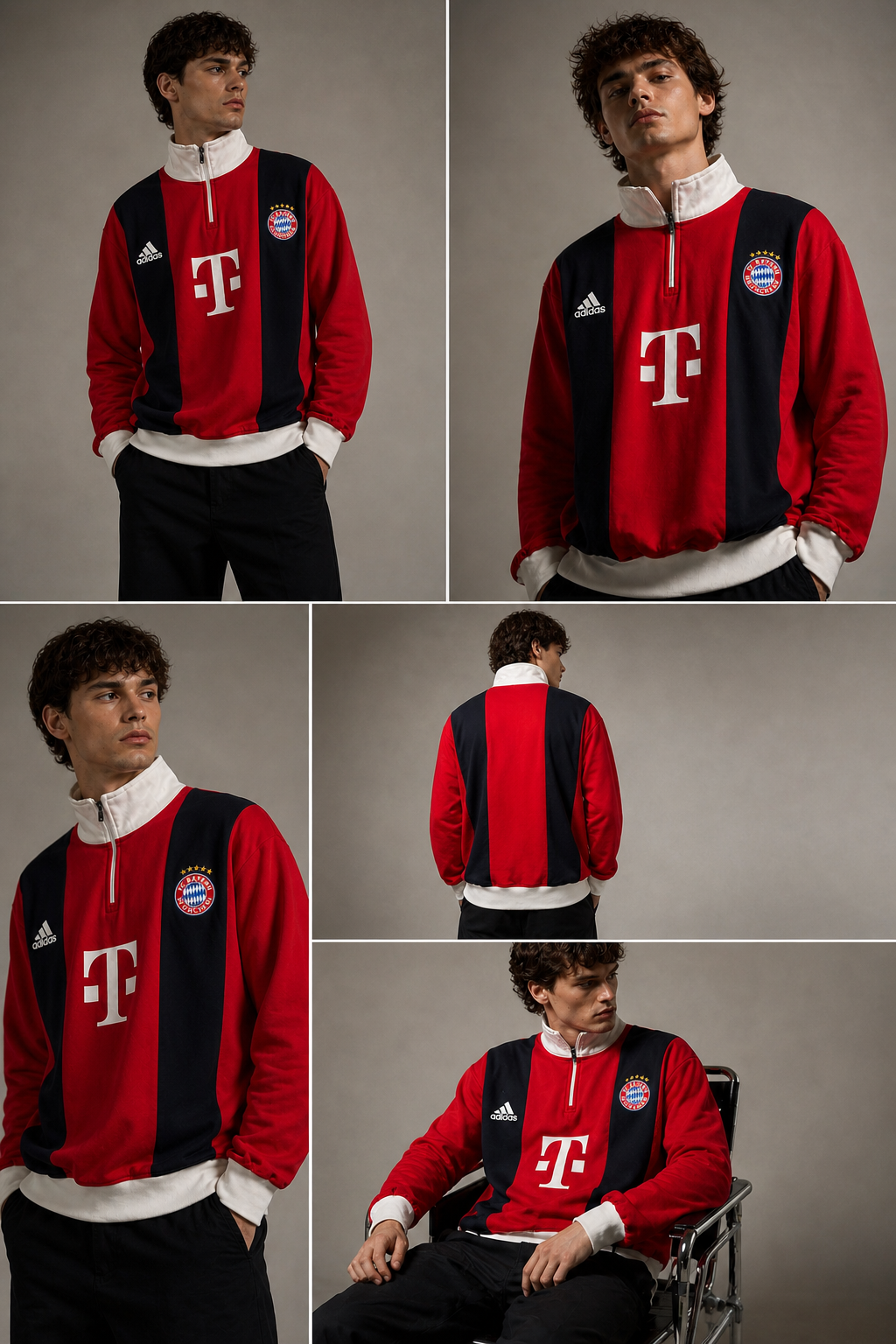 FORENZ – Bayern Red and Navy Blue Quarter Zip Sweatshirt | Premium Streetwear