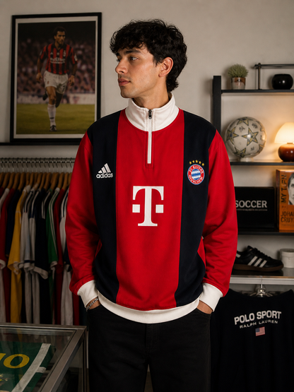 FORENZ – Bayern Red and Navy Blue Quarter Zip Sweatshirt | Premium Streetwear