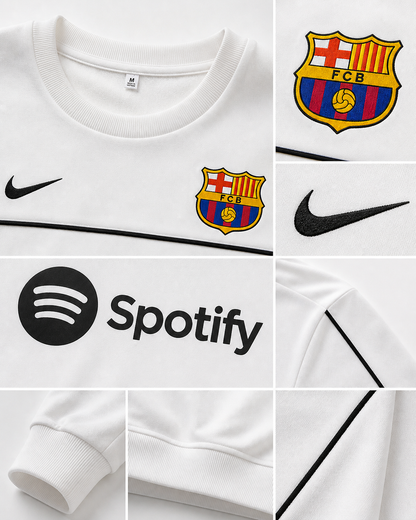 FORENZ – FCB White Football Full Sleeves Tee | Premium Cotton | Drop Shoulder Streetwear