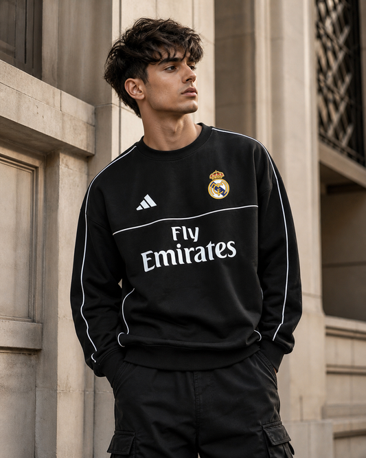 FORENZ – Madrid Black Football Full Sleeves Tee | Premium Cotton | Streetwear