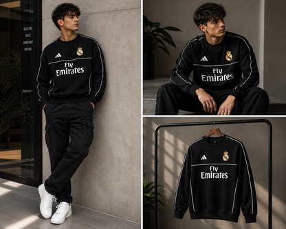 FORENZ – Madrid Black Football Full Sleeves Tee | Premium Cotton | Streetwear