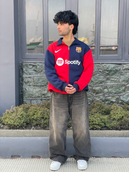 Forenz FCB Inspired Premium Football Sweatshirt - Red & Navy Blue Sweatshirt