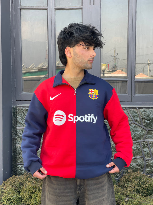 Forenz FCB Inspired Premium Football Sweatshirt - Red & Navy Blue Sweatshirt