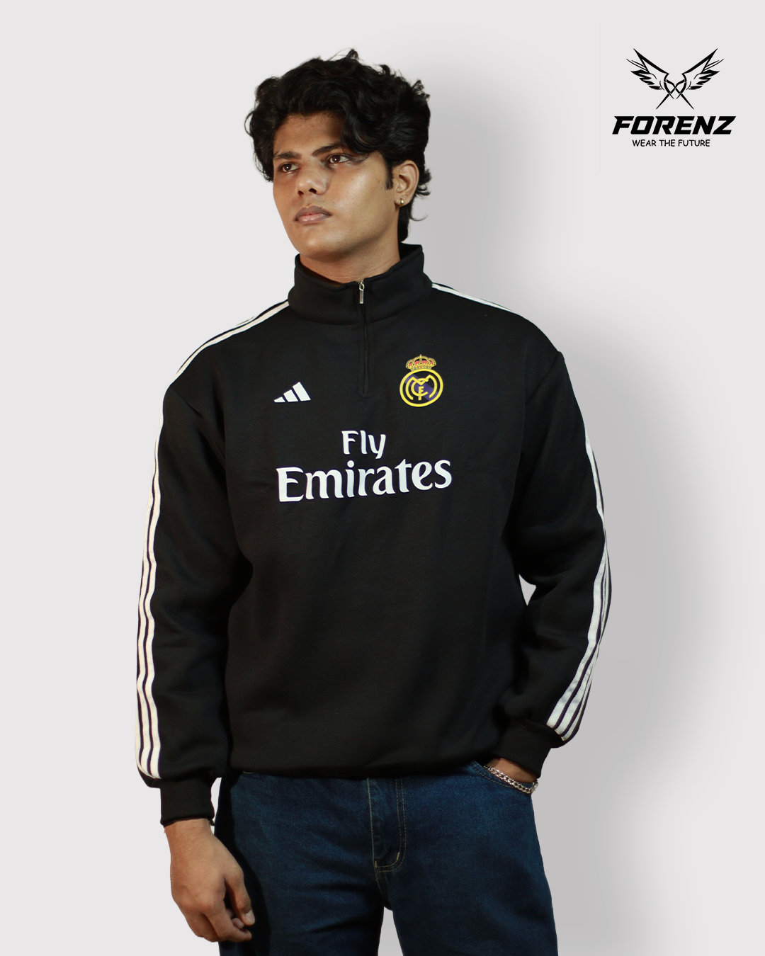 FORENZ – All Black Madrid Premium Sweatshirt | Cotton Fleece | Minimal, Bold & Elite Design