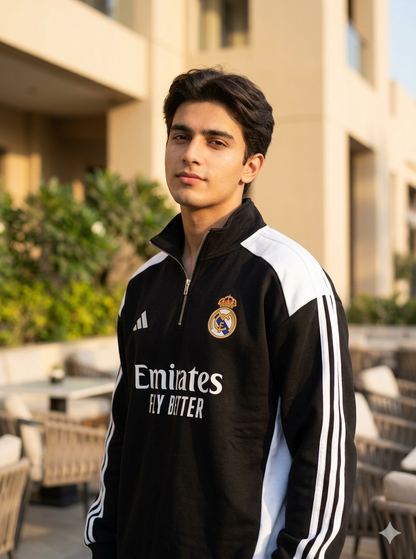 Forenz – Hala Madrid Black(W) Premium Sweatshirt | Cotton Fleece | Supreme Comfort & Style