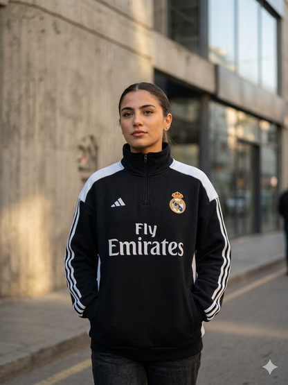 Forenz – Hala Madrid Black(W) Premium Sweatshirt | Cotton Fleece | Supreme Comfort & Style