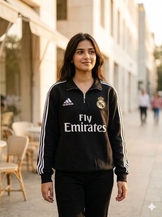 FORENZ – All Black Madrid Premium Sweatshirt | Cotton Fleece | Minimal, Bold & Elite Design