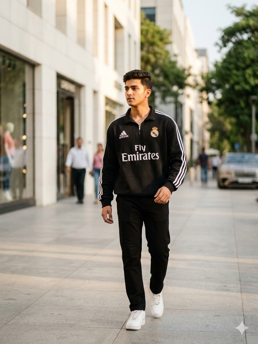 FORENZ – All Black Madrid Premium Sweatshirt | Cotton Fleece | Minimal, Bold & Elite Design