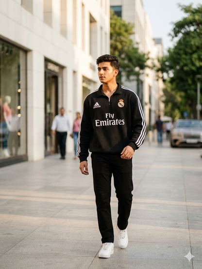 FORENZ – All Black Madrid Premium Sweatshirt | Cotton Fleece | Minimal, Bold & Elite Design