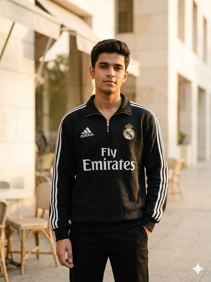 FORENZ – All Black Madrid Premium Sweatshirt | Cotton Fleece | Minimal, Bold & Elite Design