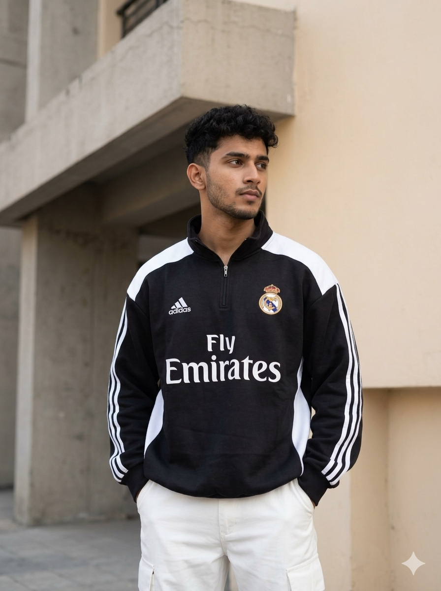 Forenz – Hala Madrid Black(W) Premium Sweatshirt | Cotton Fleece | Supreme Comfort & Style