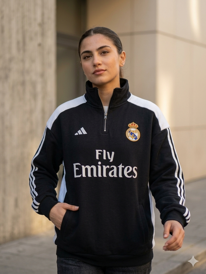 Forenz – Hala Madrid Black(W) Premium Sweatshirt | Cotton Fleece | Supreme Comfort & Style