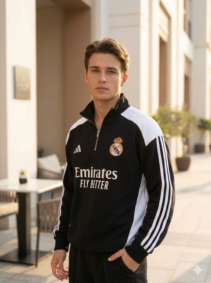Forenz – Hala Madrid Black(W) Premium Sweatshirt | Cotton Fleece | Supreme Comfort & Style