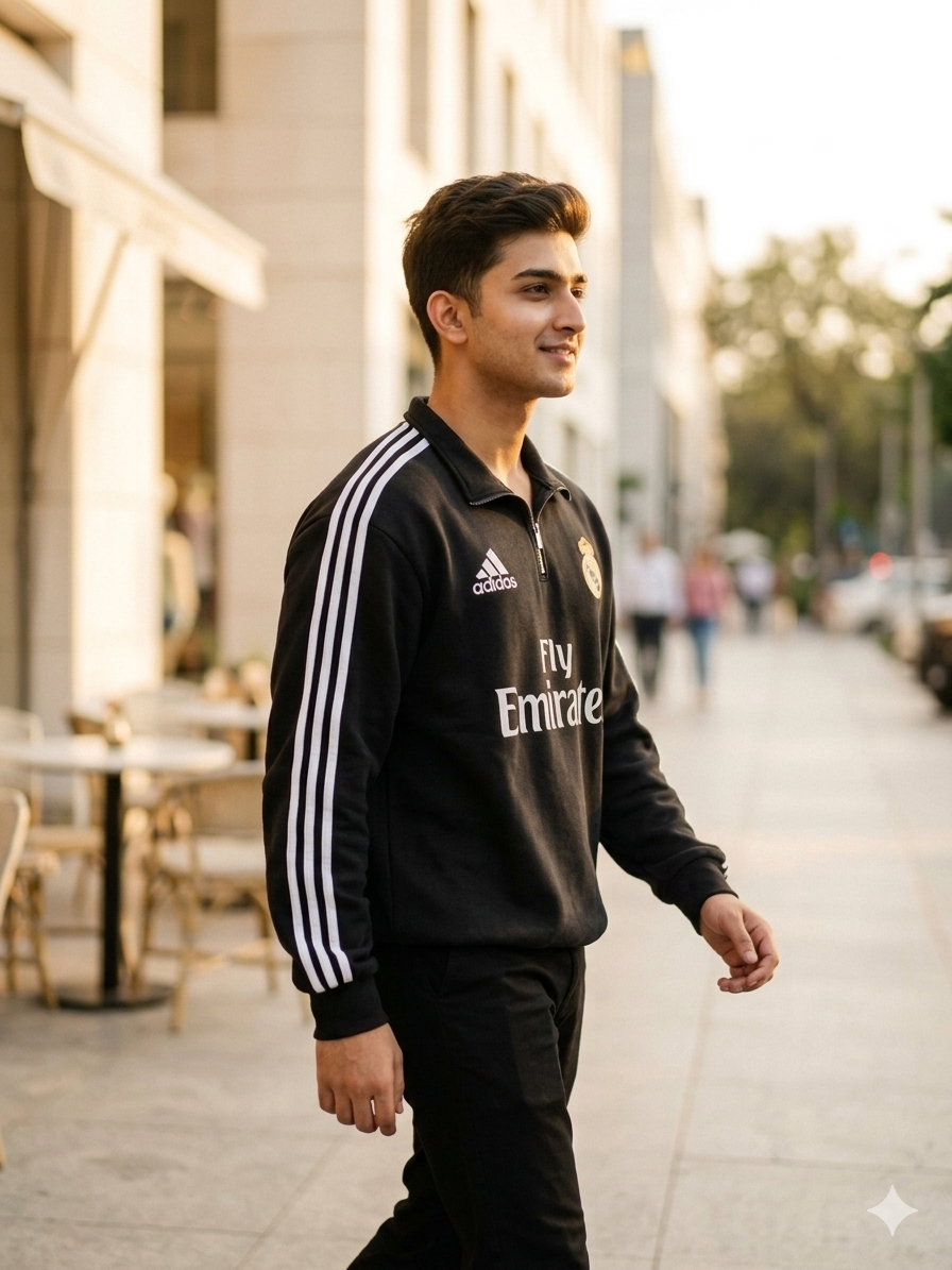 FORENZ – All Black Madrid Premium Sweatshirt | Cotton Fleece | Minimal, Bold & Elite Design