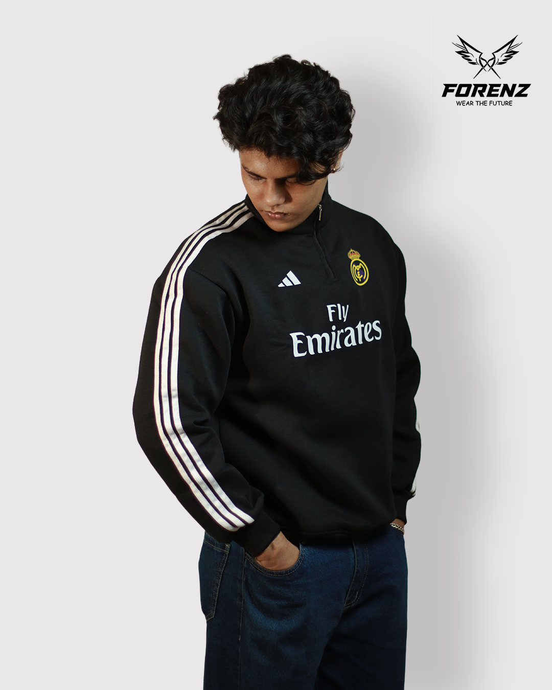 FORENZ – All Black Madrid Premium Sweatshirt | Cotton Fleece | Minimal, Bold & Elite Design
