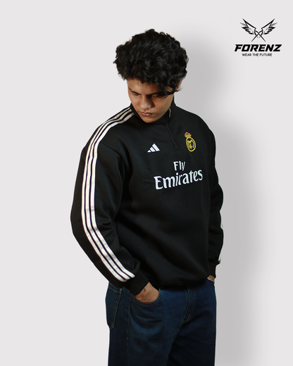 FORENZ – All Black Madrid Premium Sweatshirt | Cotton Fleece | Minimal, Bold & Elite Design