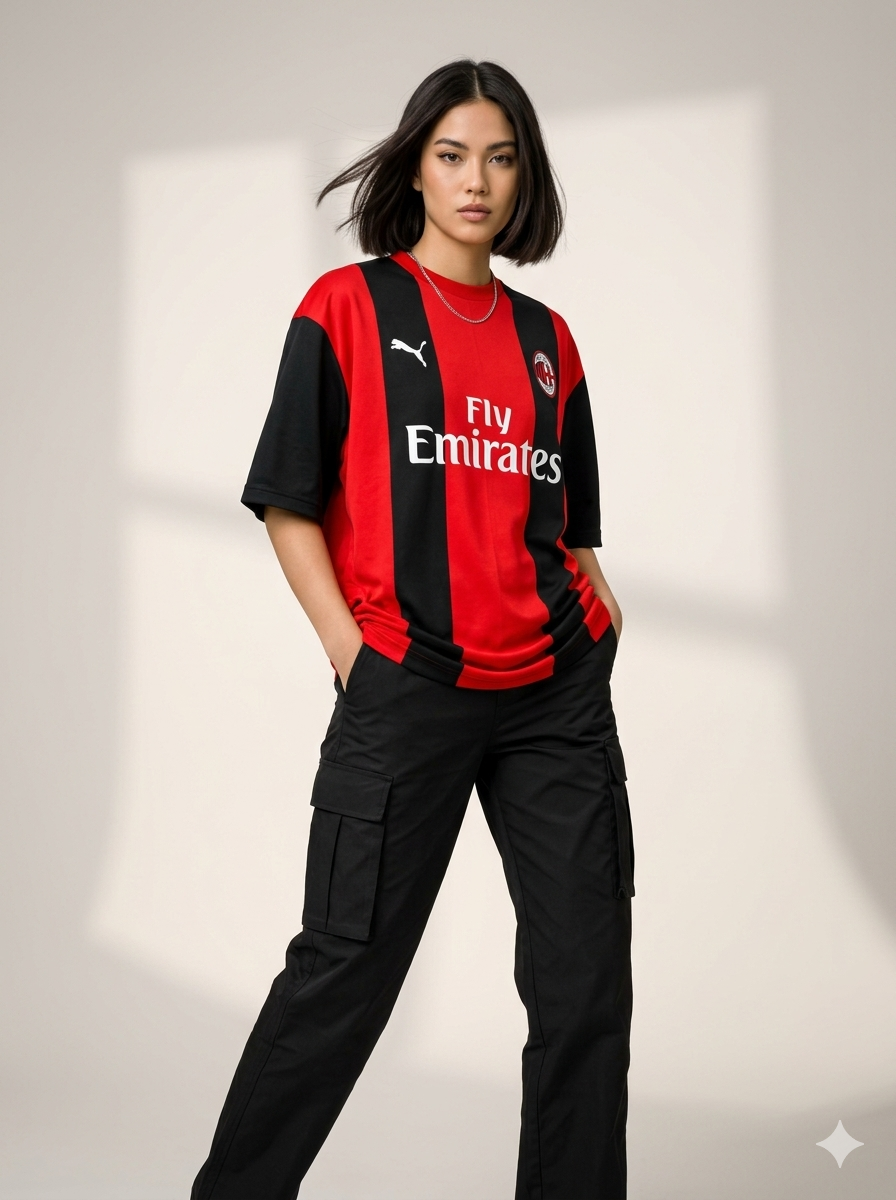 FORENZ – ACM Red & Black Football Tee | Premium Cotton | Drop Shoulder Streetwear