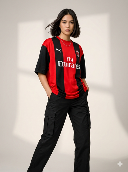 FORENZ – ACM Red & Black Football Tee | Premium Cotton | Drop Shoulder Streetwear