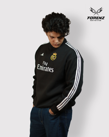 FORENZ – All Black Madrid Premium Sweatshirt | Cotton Fleece | Minimal, Bold & Elite Design